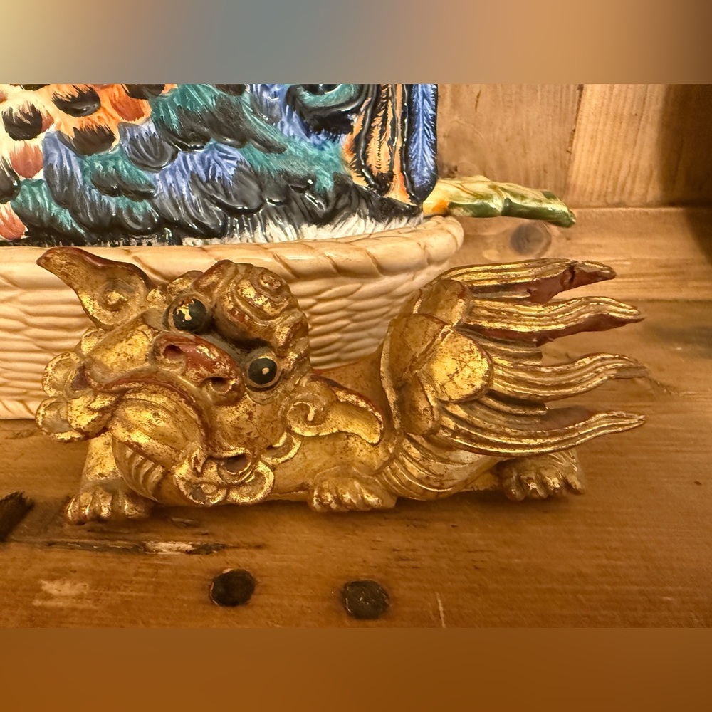 Antique Chinese Gilt Wood Foo Dog Temple Fragment - Picture 7 of 10